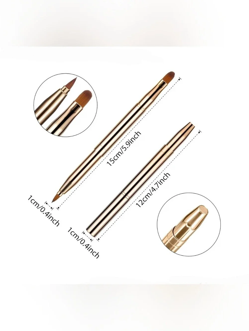 Gold Retractable Dual Sided Lip Brush- Pointed & Rounded Tips BNIB
